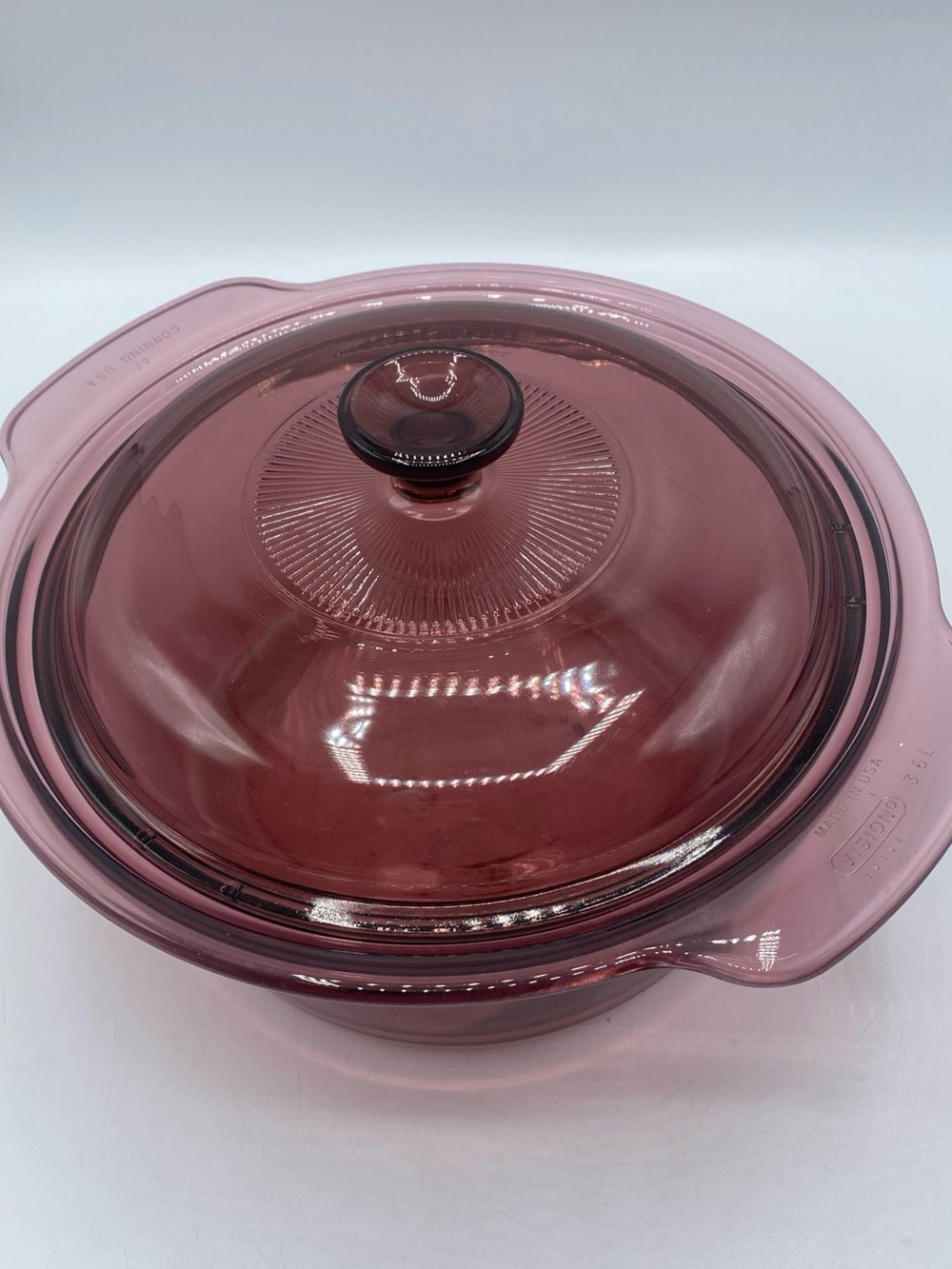 Vintage Visions Corning Pyrex Cranberry NON-Stick Dutch Oven Lid 3.5L Cook Pot
